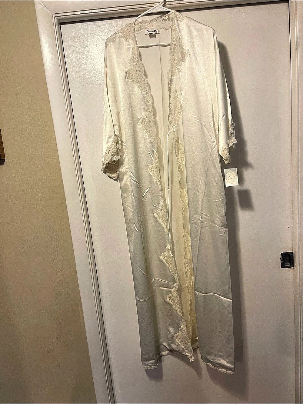Vintage Christian Dior Lace Robe in cream  Size Small NWT